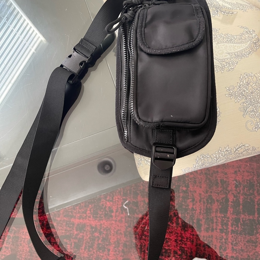 Black Nylon Sling Bag with Multiple pockets